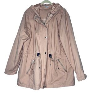 Charlotte Russe Plus Size Pink Zipper Cargo Jacket with hoodie & pockets Size 2X